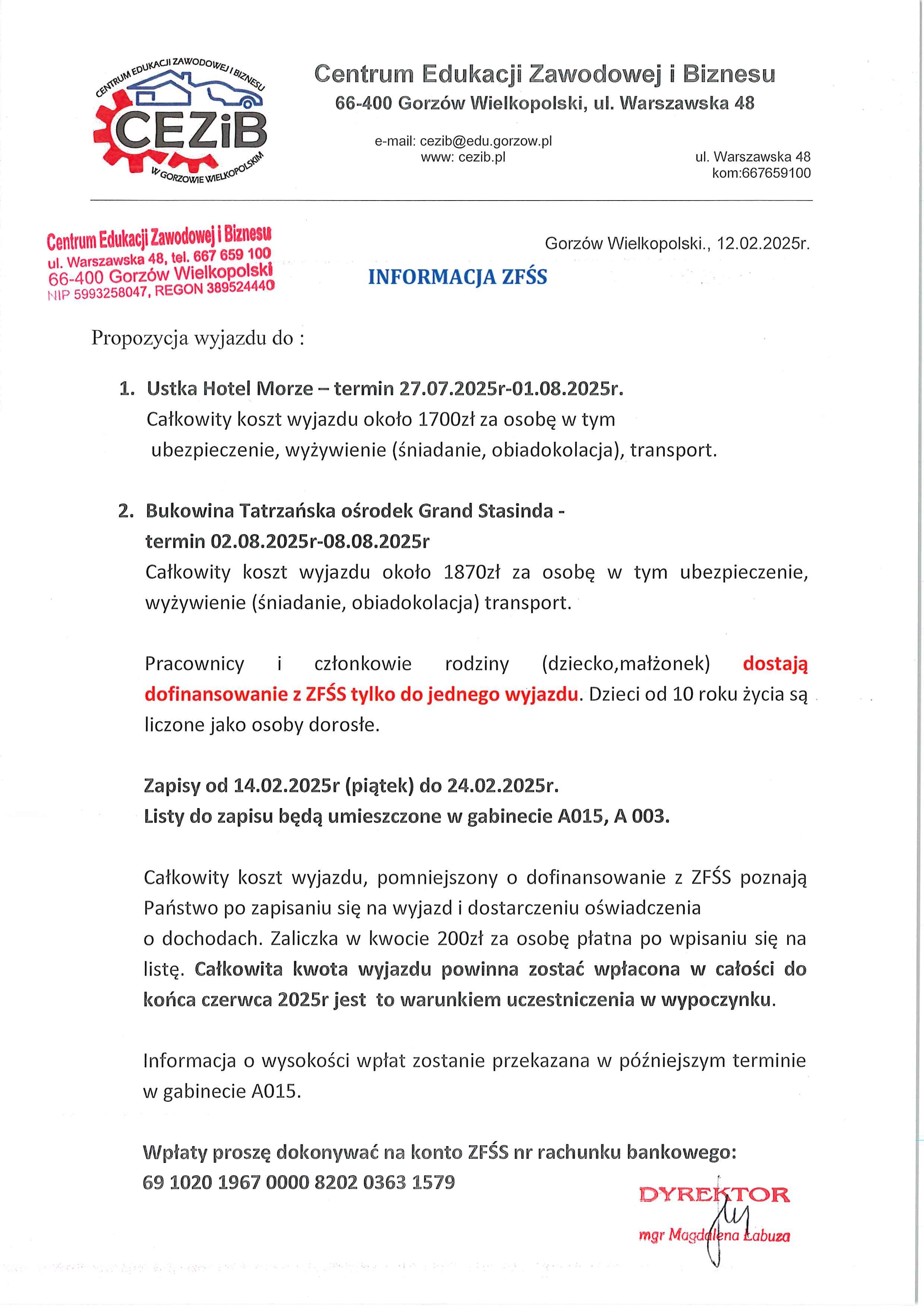 Wyjazd bukowina ustka 2025